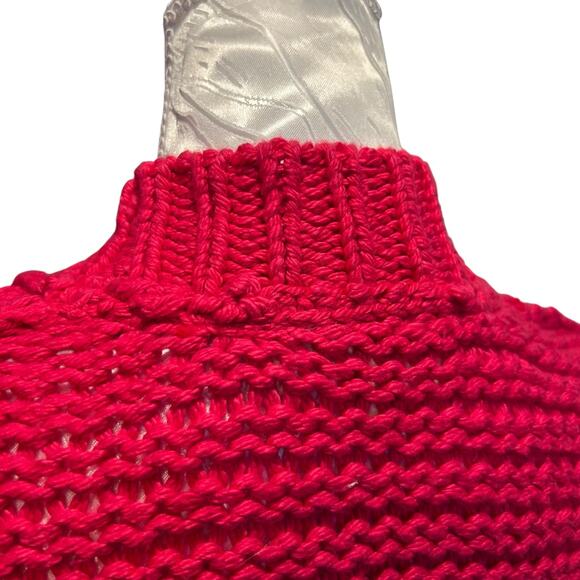 Moth Anthropologie Pink Cardigan Womens Sz XS Open Front High Low Chunky Knit - Picture 13 of 15